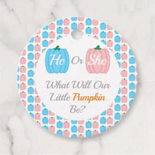 Pumpkin Fall Gender Reveal Favour Tags