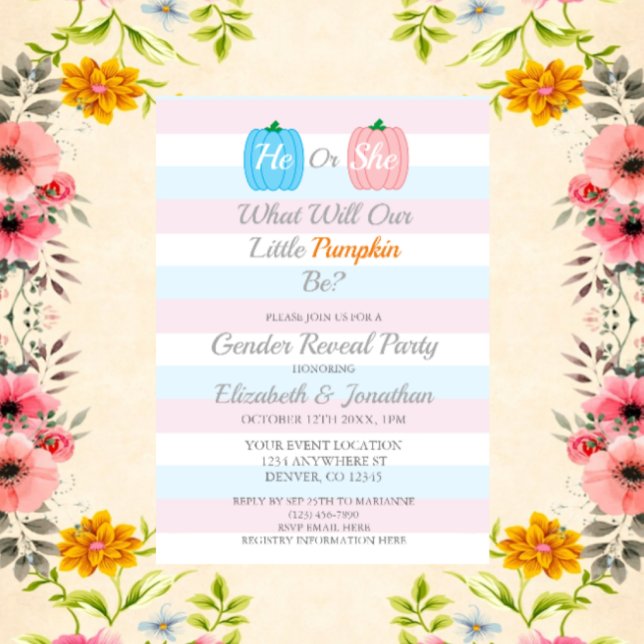 Pumpkin Fall Gender Reveal Invitation (Creator Uploaded)