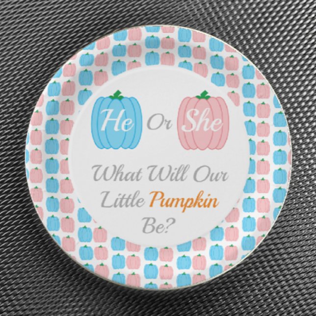 Pumpkin Fall Gender Reveal Paper Plate (Creator Uploaded)