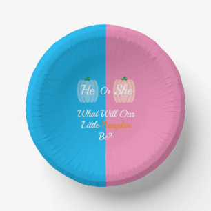 Pumpkin Fall Gender Reveal Paper Plate