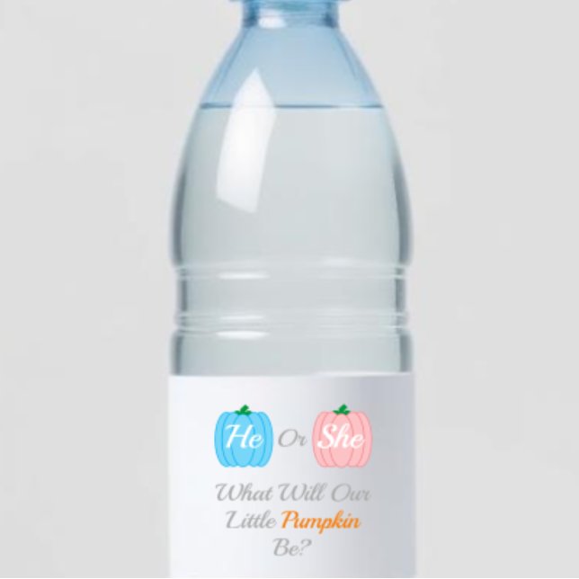 Pumpkin Fall Gender Reveal Water Bottle Label (Creator Uploaded)