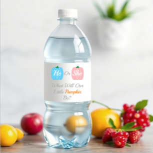 Pumpkin Fall Gender Reveal Water Bottle Label