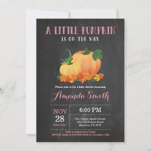 Pumpkin Fall Girl Baby Shower Invitation