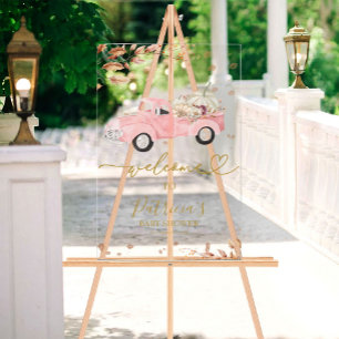 Pumpkin Fall Girl Baby Shower Welcome Sign