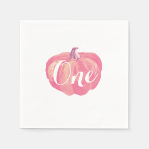 Pumpkin Fall Girl First Birthday Party Pink Napkin