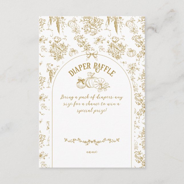 Pumpkin Fall Gold Whimsical Floral Baby Shower Enclosure Card (Front)