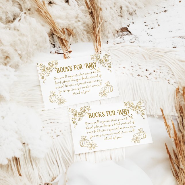 Pumpkin Fall Gold Whimsical Floral Baby Shower Enclosure Card (Creator Uploaded)