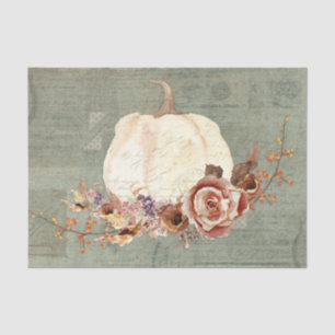 Pumpkin Fall Grey Orange Red Floral Vine Decoupage Tissue Paper