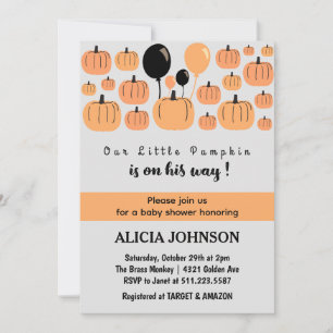 Pumpkin Fall Halloween baby shower  Invitation