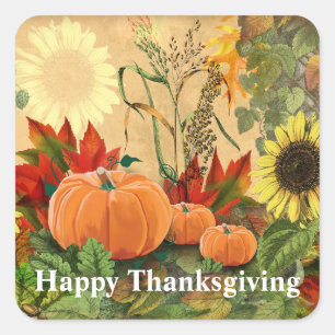 Pumpkin Fall Harvest Square Sticker