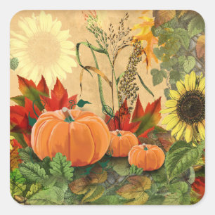Pumpkin Fall Harvest Square Sticker