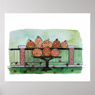 Pumpkin Fall Home Decor, Jack-o-lantern Print