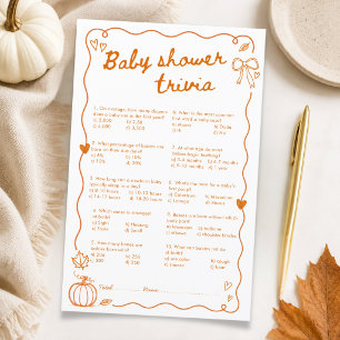 Pumpkin Fall In Love Baby Shower Baby Trivia Game