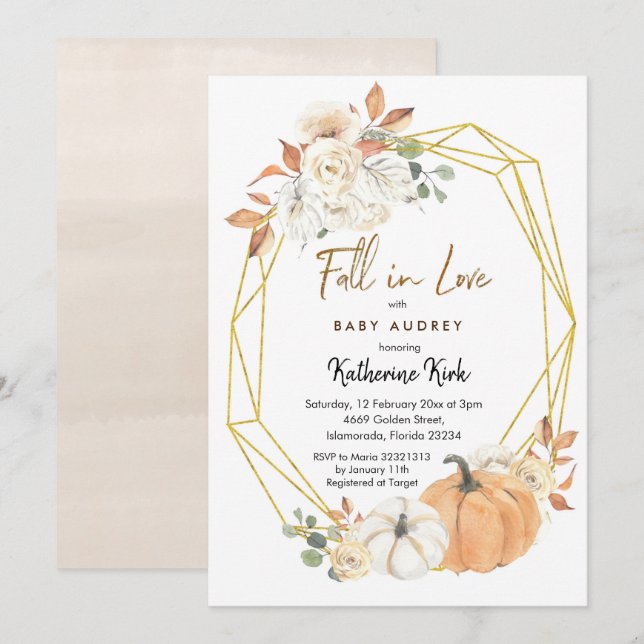 Pumpkin Fall in Love Baby Shower Invitation (Front/Back)