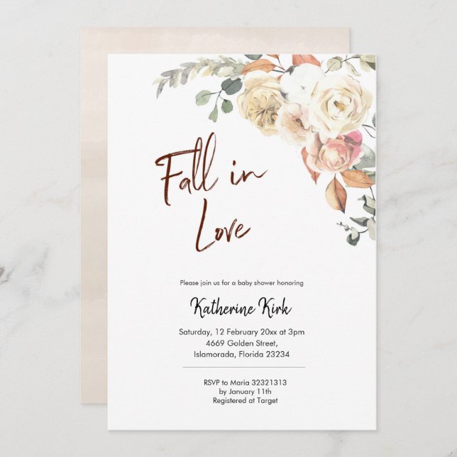 Pumpkin Fall in Love Baby Shower Invitation (Front/Back)