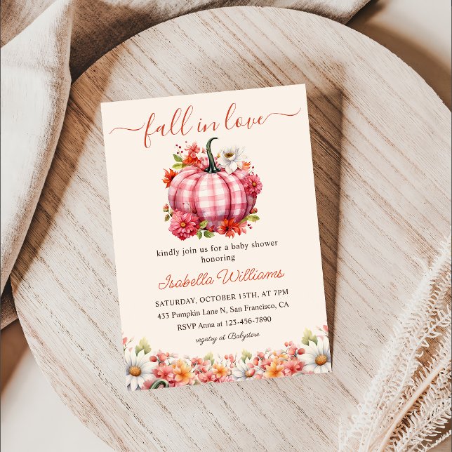 Pumpkin Fall In Love Floral Baby Shower  Invitation (Creator Uploaded)