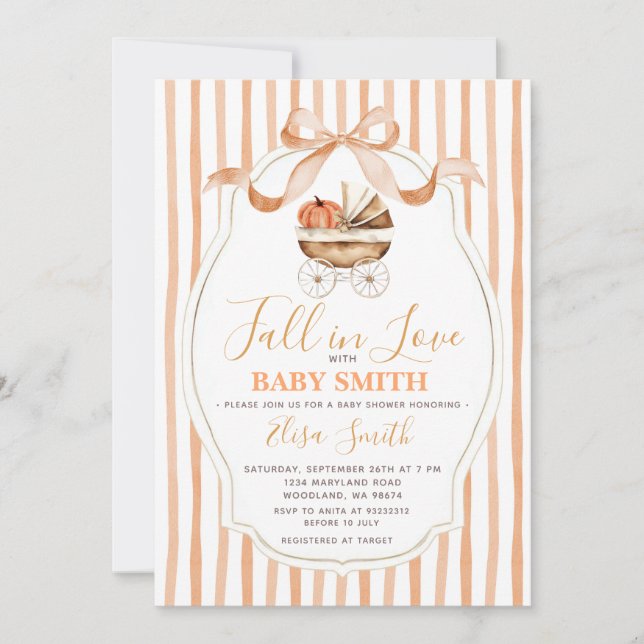 Pumpkin Fall In Love Gender Neutral Baby Shower Invitation (Front)