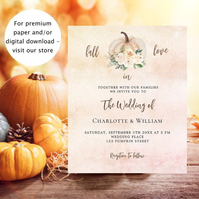 Pumpkin fall love cream budget wedding invitation flyer (Creator Uploaded)