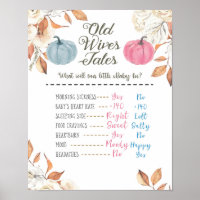 Pumpkin Fall Old Wives Tales Gender Reveal Board