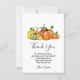 pumpkin, fall party, thank you card