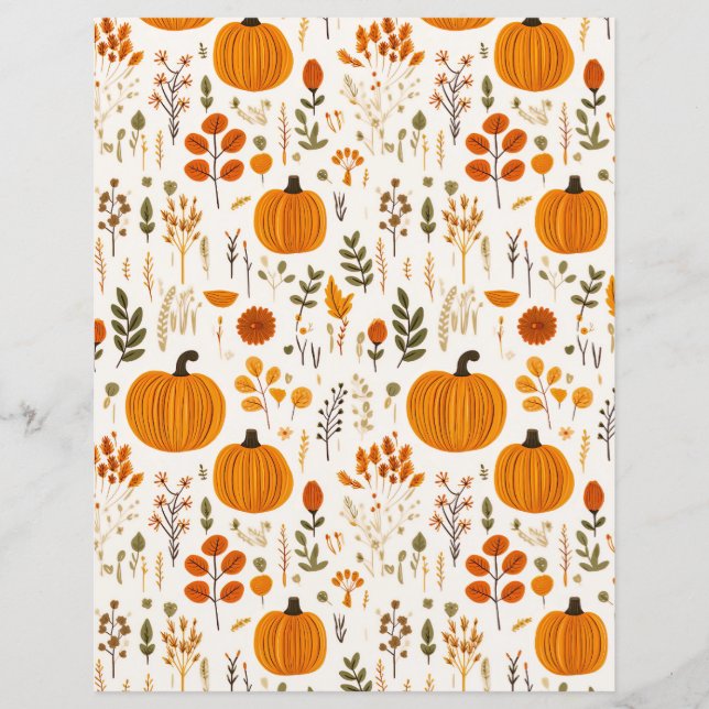 pumpkin fall pattern scrapbook paper (Front)