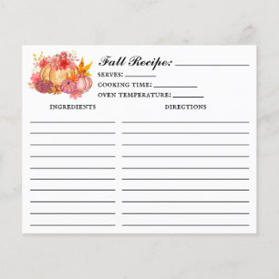 Pumpkin Fall Recipe Card