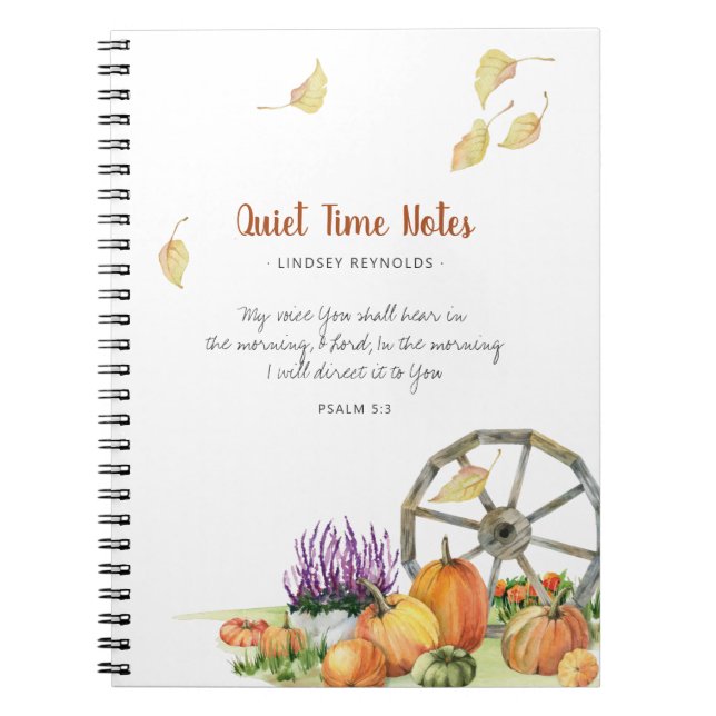 Pumpkin Fall Rustic Monogram Quiet Time Notebook (Front)