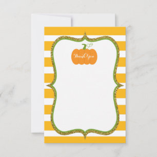 Pumpkin Fall Thank You Card for Girl or Boy