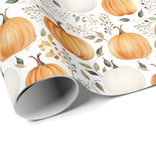 Pumpkin Fall Thanksgiving Rustic Wrapping Paper