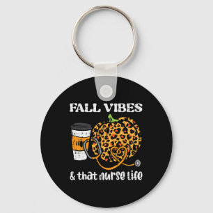 Pumpkin Fall Vibes Nurse Halloween Thanksgiving Sc Key Ring