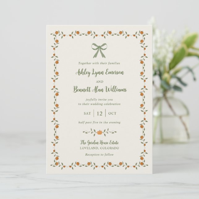 Pumpkin Fall Wedding Invitation (Standing Front)