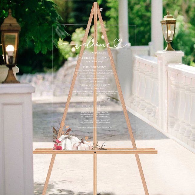 Pumpkin Fall Wedding Program Sign (Creator Uploaded)