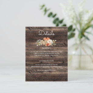 Pumpkin Fall Wood Rustic Wedding Details Enclosure Card