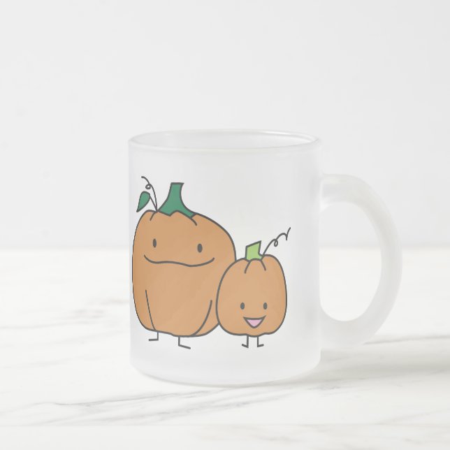 Pumpkin family parent child Thanksgiving Halloween Frosted Glass Coffee Mug (Right)