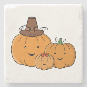 Pumpkin Family Stone Coaster