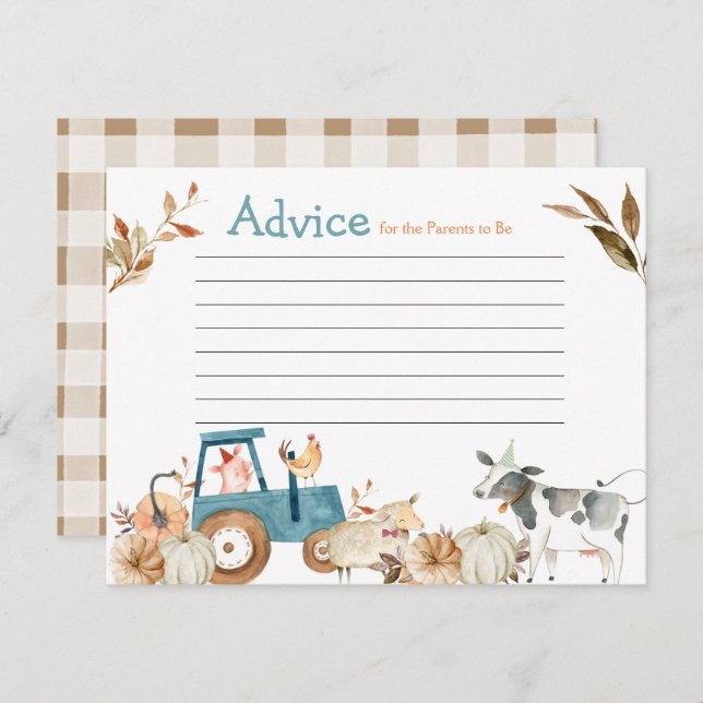 Pumpkin Farm Animal Tractor Floral Advice Enclosure Card (Front/Back)