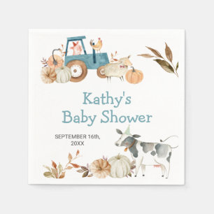 Pumpkin Farm Animal Tractor Floral Napkins