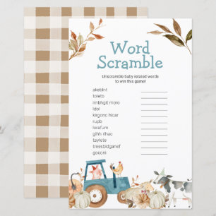 Pumpkin Farm Animal Tractor Floral Word Scramble