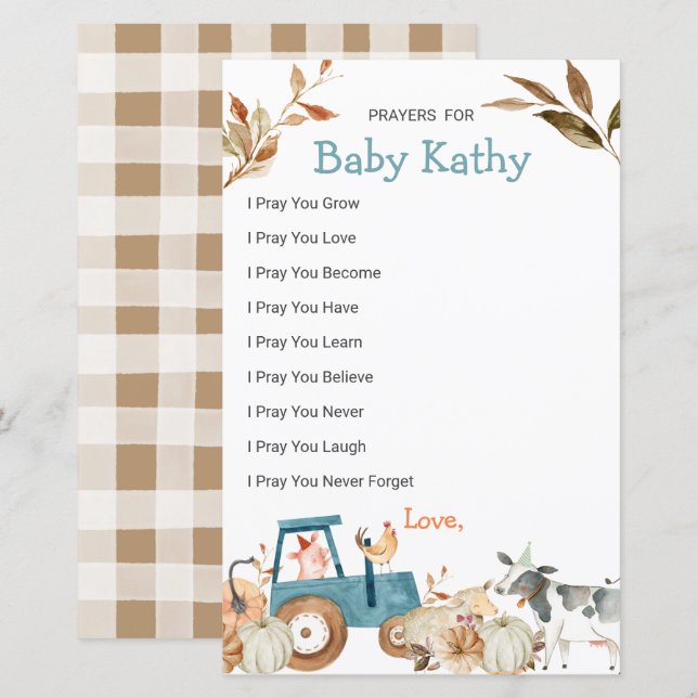 Pumpkin Farm Animal Tractor Love Prayers for Baby (Front/Back)