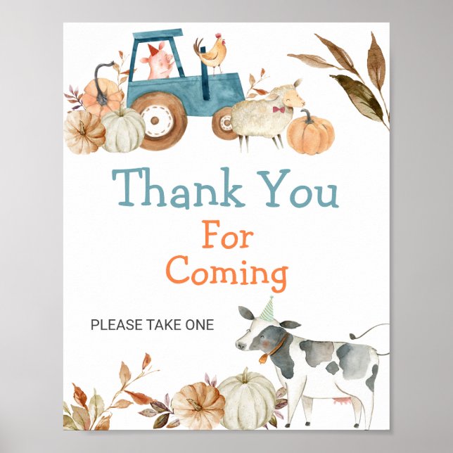 Pumpkin Farm Animal Tractor Thank you for coming Poster (Front)