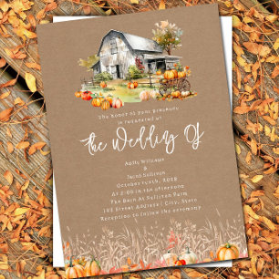 Pumpkin Farm Barn Wedding Cardstock Invitation