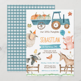Pumpkin Farm Birthday Invitation Fall Farm Party