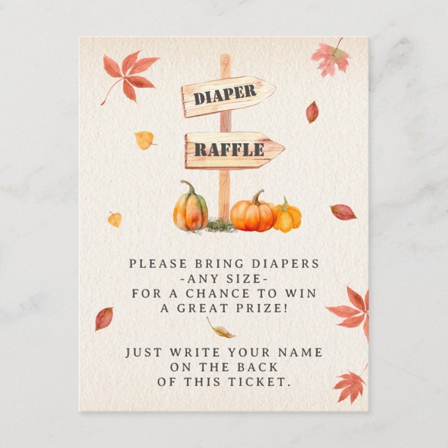 Pumpkin Farm Diaper Raffle Fall Baby Shower Enclosure Card (Front)
