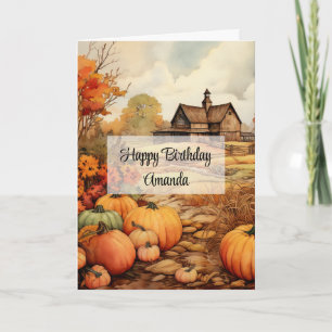 Pumpkin Farm Fall Harvest Autumn Birthday Card