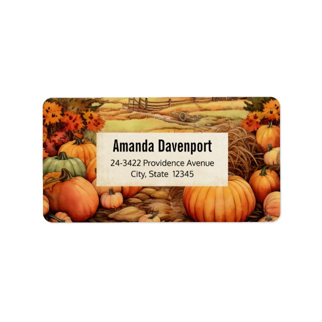 Pumpkin Farm Fall Harvest Thanksgiving Address Label (Front)