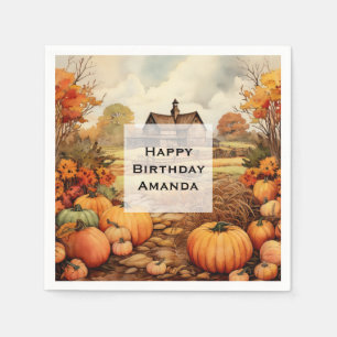 Pumpkin Farm Fall Harvest Thanksgiving Birthday Napkin