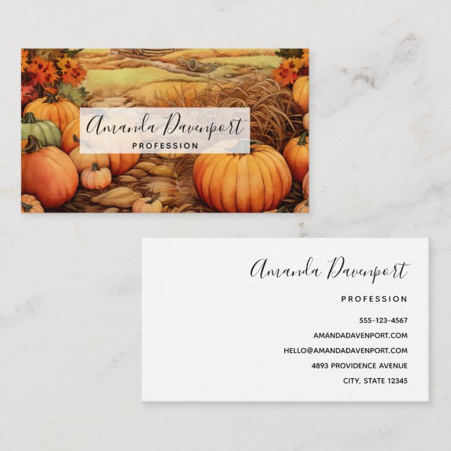 Pumpkin Farm Fall Harvest Thanksgiving Business Card (Front/Back)