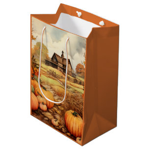Pumpkin Farm Fall Harvest Thanksgiving Medium Gift Bag