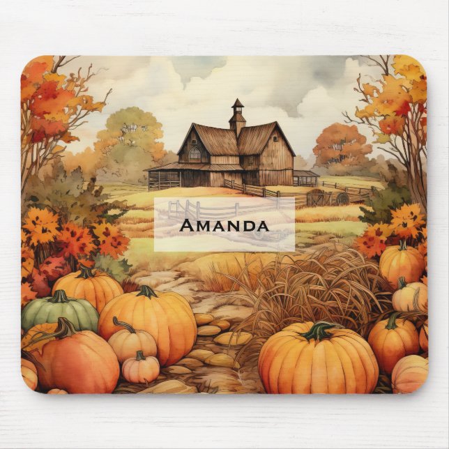 Pumpkin Farm Fall Harvest Thanksgiving Mouse Mat (Front)