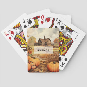 Pumpkin Farm Fall Harvest Thanksgiving Playing Cards
